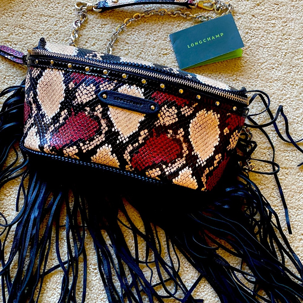 Longchamp calfskin purse with python pattern new